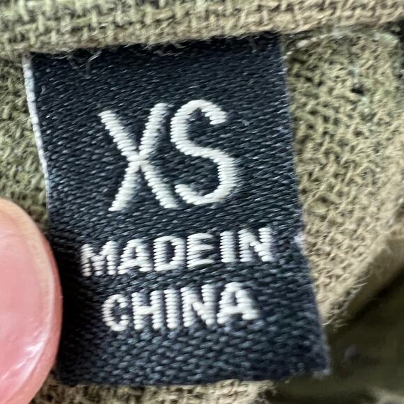 Blank NYC Olive Green Jacket Cotton Mock Neck Raw Edge Trim Zip Size XS X-Small - Picture 9 of 10